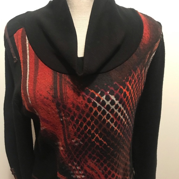 Vex Collection cowl neck sweater dark orange/black - Picture 2 of 16